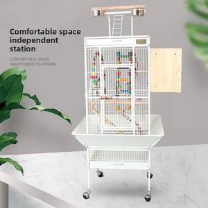 Cage à oiseaux 60 pouces en fer forgé, cage pour perruches avec plateau supérieur ouvrant et support roulant pour oiseaux moyens, cage de luxe pour perroquets XXL - Product Image 6