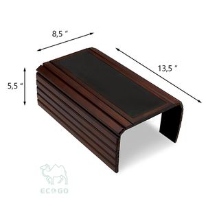 Plateau de canapé en bambou brun avec finition laquée, support pliable à un seul niveau pour accoudoir de canapé, pour la vaisselle, les collations et les boissons dans le salon - Product Image 4
