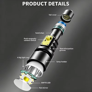 ไฟฉาย LED อลูมิเนียมอัลลอยด์กำลังสูงสำหรับดำน้ำ <span class=keywords><strong>IP68</strong></span> XHP70/XHP160 ไฟฉายกันน้ำสำหรับกิจกรรมกลางแจ้งและใต้น้ำ ความสว่างสูง - Product Image 5