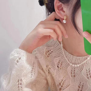 Accessoire en argent S925 pour perles DIY, perle ronde tendance et exquise de 8 à 11 mm, support vide 21589 pour boucles d'oreilles à clous - Product Image 4