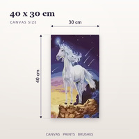 Kit de peinture par numéros DIY, peinture sur toile licorne, 40x30cm, peintures acryliques pré-mélangées, pinceaux, toile numérotée, décoration murale, cadeau