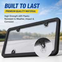 Support de plaque d'immatriculation de voiture en plastique incurvé étanche, norme américaine, avec cache, vente en gros, cadre de plaque d'immatriculation