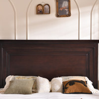 Lit double de 1,8 m en bois massif couleur noyer, style vintage américain de luxe, style français du milieu du siècle, pour villa