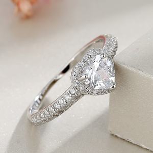 Özel sipariş takı 925 gümüş ayar halkası kalp nişan söz yüzüğü - Product Image 3