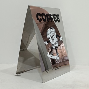 Outdoor Floor Stand Metal A-frame Sign <b>Mirror</b> Stainless Steel Sidewalk Sign Shop a Frame Sandwich Board - Product Image 3