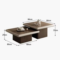 Ensemble de tables basses carrées design modernes, table basse carrée en bois moderne, ensemble de tables basses minimalistes de haute qualité pour salon