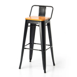 Vente en gros en usine Tabouret de bar en métal Chaises de bar Tabouret de bar empilable avec siège en bois Chaises empilables - Product Image 4