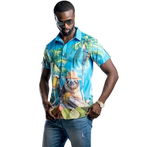 Chemises Hawaïennes pour Hommes avec Logo Personnalisé, Respirantes, Col Montant, Coupe Ample, Manches Courtes, Idéales pour les Vacances à la Plage - Product Image 3