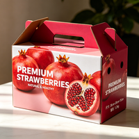 Boîte d'emballage personnalisée en carton ondulé de qualité alimentaire pour fruits, motif cœur rouge, avec poignée