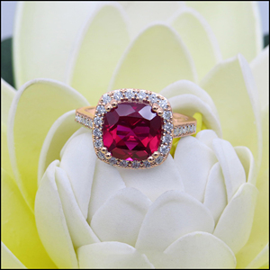 SGARIT Women's 14K Rose <b>Gold</b> Garnet <b>Cocktail</b> <b>Ring</b> Cushion Cut Pave Diamond Halo Luxury Engagement Style wedding Jewelry - Product Image 5