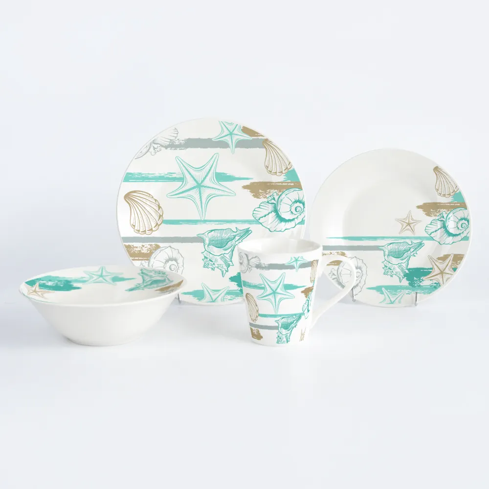 16pcs Dinnerware Sets with Ocean Design,Dinnerware sets wholesale,Porcelain Dinnerware Sets