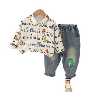 Ensemble de vêtements décontractés pour garçons de style nouveau - Costume décontracté à manches longues avec chemise à motif de dinosaure pour le printemps et l'automne pour enfants - Product Image 6