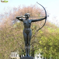 Statue de Diane, déesse classique en bronze grandeur nature, pour extérieur, sculpture antique d'une archerette chasseuse Artemis pour la décoration de jardin