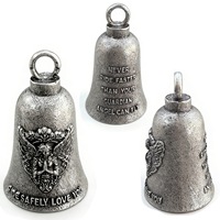 Pendentif cloche en acier inoxydable 316L, breloque ange cherubin en prière, cloche de protection gravée « Conduis en toute sécurité », cadeau en argent antique