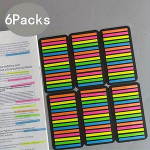 6 pestañas de índice ultrafinas, fluorescentes, transparentes, autoadhesivas, notas adhesivas para estudiantes, marcadores de lectura, papel de notas para oficina - Product Image 1