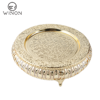 Vaisselle de luxe métal prier plaqué or en alliage de zinc Zamzam eau cadeau ensemble pot tasse ensemble avec plateau 9.5"