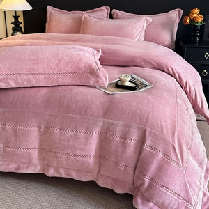 Lenzuola da <span class=keywords><strong>letto</strong></span> in stile invernale con ricamo grande Patchwork in lana di latte spessa, <span class=keywords><strong>federe</strong></span>, set di copripiumino - Product Image 2