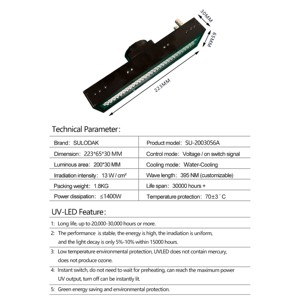 Lámpara de Curado UV de 13W/cm² para Ricoh G5 G6 Konica 1024i, Impresión de Etiquetas en Cinta Transportadora Plana UV y Curado de Pintura UV - Product Image 4