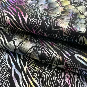 Woven Fabric Manufacturers Shiny Stretch Satin Printed PU Coated Leggings Fabrics For Clothing Dress