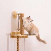 ROPECUBE Tour d'escalade murale pour chat avec griffoir en sisal et étagère en bois Meubles de jeu d'activité pour chat