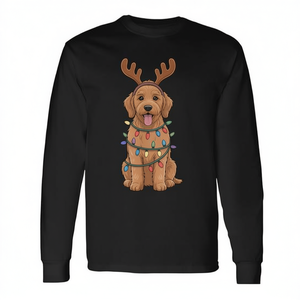 Goldendoodle Christmas <b>Reindeer</b> Lights Dog Lover <b>Xmas</b> Long Sleeve T-Shirt - Product Image 2