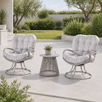 Ensemble bistrot 3 pièces en rotin pour extérieur, résistant à l'eau, table et chaises de patio pour hôtel, villa, cour