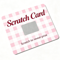 Carte à gratter personnalisée à motif quadrillé en carton, impression couleur, ticket de tirage au sort pour la promotion de récompenses clients en magasin de détail
