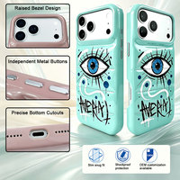 Coque de téléphone brillante style doudoune en PU avec motif œil graffiti, antichoc et protectrice, compatible avec iPhone 15-17 Pro