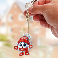 Pendentif porte-clés de peinture diamantée DIY, ornements suspendus pour sapin de Noël, pendentif mosaïque diamantée de dessin animé, décoration de Noël