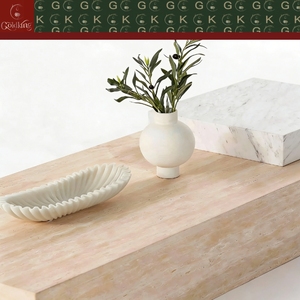 Tavolino da Caffè Rettangolare GOLDKING in Travertino Bianco <span class=keywords><strong>Carrara</strong></span> con Base Modulare in Marmo per Soggiorno, Salotto Moderno - Product Image 4