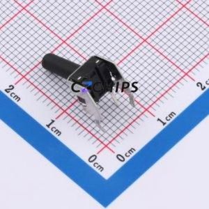 TS6614ZJ 022 Tactile Switch Bent Lead Through Hole-4P,7.3x6.1mm Single Pole Single Throw Round Button 2.5N Right Angle Insert - Product Image 2