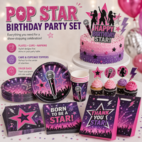 Ensemble de vaisselle et de décoration pour fête d'anniversaire sur le thème des starlettes Kpop, en plastique personnalisé, fabriqué en Chine