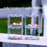 Mini aquarium de bureau pour betta, entièrement transparent, écologique, non toxique, en forme de blocs de construction rectangulaires, créatif, en plastique, 1L, haute qualité