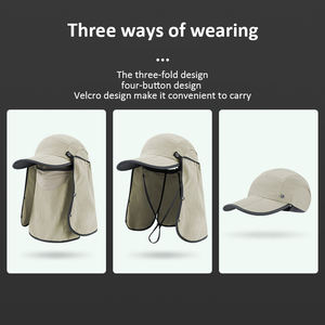 Protección solar sombrero de sol multifuncional plegable transpirable ocio al aire libre senderismo montañismo gorra de pico de pato con máscara 56-60cm - Product Image 3