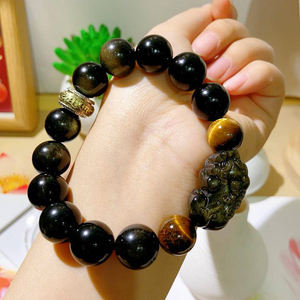 Fortune Feng Shui Or Obsidienne <span class=keywords><strong>Pixiu</strong></span> Perles Bracelet En Acier Inoxydable Chanceux Amulette Religieux À La Mode Perlé Bracelet Bijoux - Product Image 3