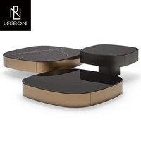 Nouvelle table basse de centre de thé en marbre de verre noir de style simple moderne