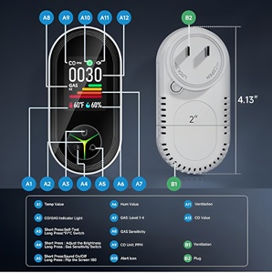 Détecteur de gaz 4-en-1 OEM et détecteur de fuite de gaz combustible, analyseur de gaz, alarme <span class=keywords><strong>monoxyde</strong></span> de carbone avec écran LCD - Product Image 4