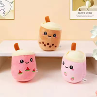 Vente en gros 12cm Kawaii tasse à café en peluche Boba thé fruits pendentif peluche doux écologique mignon bulle thé porte-clés breloque