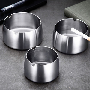 Ai Jia Thickened Stainless Steel Ashtray Round Heavy Duty For Home Bar Hotel Use With Logo Printing Option - Product Image 2