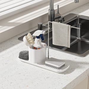 Distributeur automatique de savon et porte-éponge de cuisine d'hôtel en ABS personnalisable avec recharge facile - Product Image 1