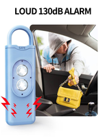 Alarme personnelle portable 130 dB avec double tube lumineux, dispositif d'alarme de panique SOS et d'autodéfense, porte-clés de sécurité d'urgence
