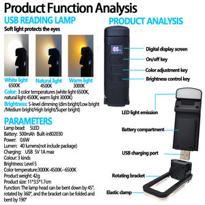 LCD-Tragbare Mehrlicht-Bildschirm-Anzeige Mini-LED-Leseleuchte mit Clip für Kinderstudienlampe zum Lesen im Bett - Product Image 3