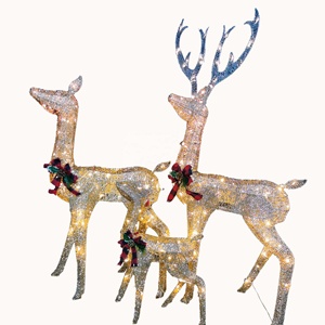 2023 nouvel an extérieur éclairé cerf étanche <span class=keywords><strong>LED</strong></span> guirlandes blanc chaud émettant de la lumière ensemble de noël - Product Image 1