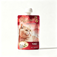 Sachets Mylar personnalisés en aluminium brillant avec bec verseur pour friandises humides pour animaux de compagnie et aliments pour chats