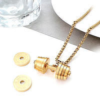 Collier Pendentif Haltère en Acier Inoxydable, Bijou de Musculation pour Amateurs de Sport
