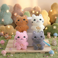 Porte-clés en peluche chat poisson mignon de dessin animé, jouet en peluche doux et moelleux, poupée chaton 3D, breloque de sac, accessoires de porte-clés en peluche