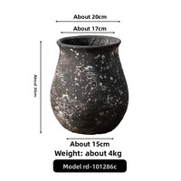 Pot de fleurs respirant de style Wabi-Sabi en ciment rétro pour une utilisation en intérieur/extérieur, décoration de salon, plantes vertes