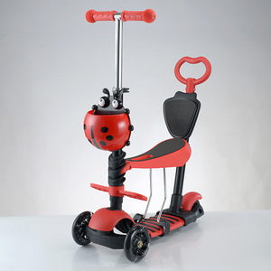 Patinete 3 en 1 para niños, patinete infantil con asiento, carrito <span class=keywords><strong>de</strong></span> juguete para exteriores, patín intermitente <span class=keywords><strong>de</strong></span> <span class=keywords><strong>tres</strong></span> <span class=keywords><strong>ruedas</strong></span> con <span class=keywords><strong>ruedas</strong></span> <span class=keywords><strong>de</strong></span> PU - Product Image 2