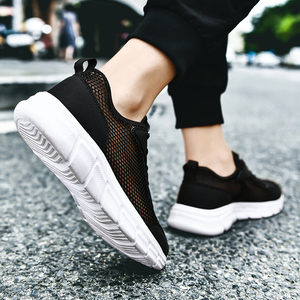 Chaussures de sport pour hommes grande taille, respirantes, en maille, avec semelle MD souple, à lacets, pour la marche printemps-été - Product Image 3