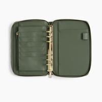 BG vente en gros classeur italien A5 A6 6 anneaux en or portefeuille de trésorerie doux galet végétalien en cuir cahier planificateur classeur avec boucle à stylo